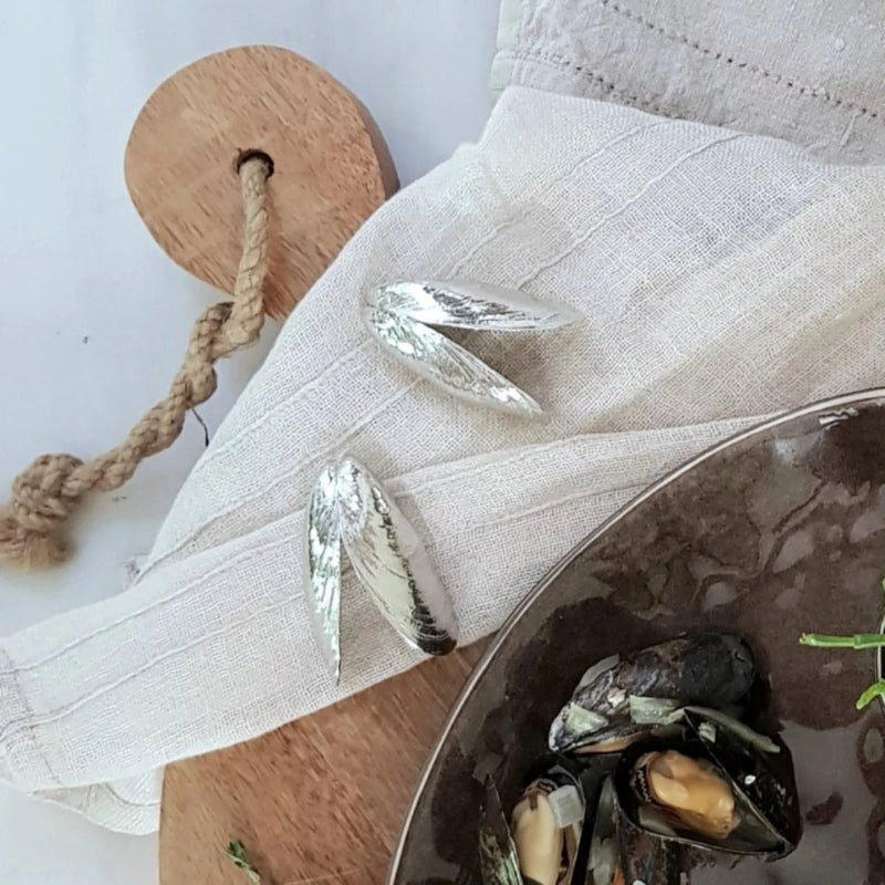 Anovi Zeeuws Mosselbestek - Handgemaakt uit Zilvertin - Set van 2 in Luxe Geschenkdoos