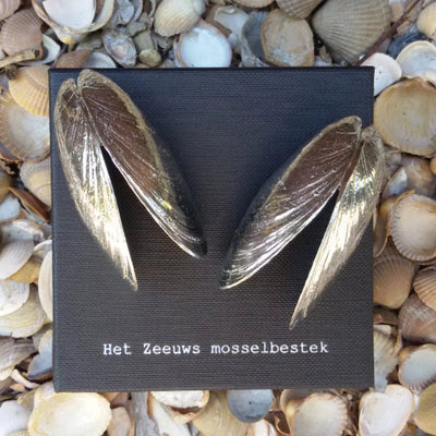 Anovi Zeeuws Mosselbestek - Handgemaakt uit Zilvertin - Set van 2 in Luxe Geschenkdoos