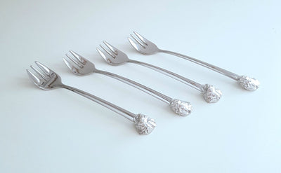 Anovi Oestervorkjes - Handgemaakt uit Tin & RVS - 4 Stuks in Luxe Geschenkdoos