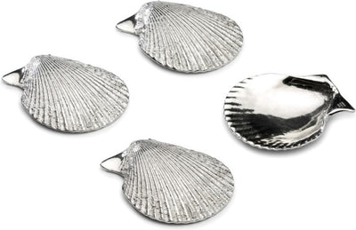 Anovi Amuse Schelpen voor Zeevruchten - Handgemaakt uit Zilvertin - Set van 4 in Luxe Geschenkdoos