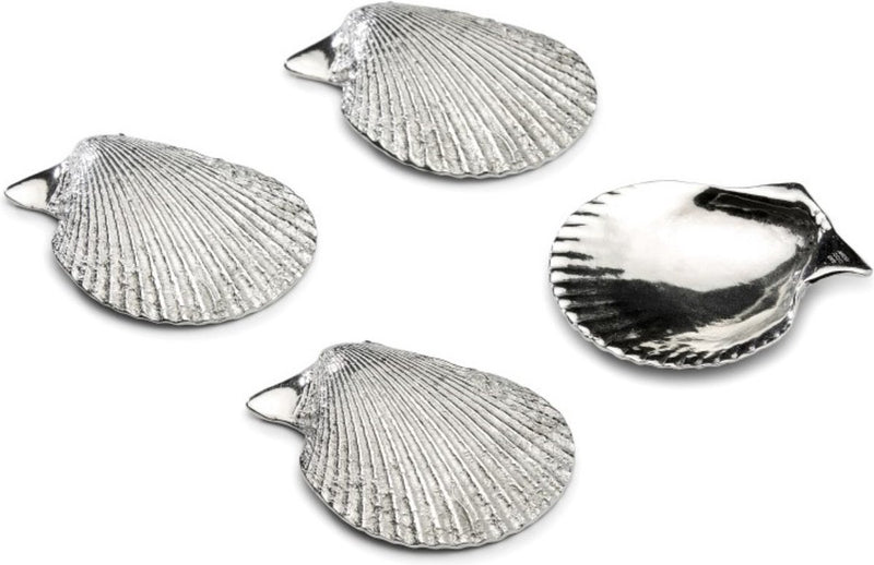 Anovi Amuse Schelpen voor Zeevruchten - Handgemaakt uit Zilvertin - Set van 4 in Luxe Geschenkdoos