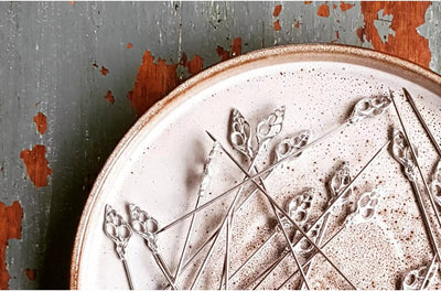 Anovi Luxe Schaal- en Schelpdierprikkers - Handgemaakt uit Zilvertin - Set van 6 in Luxe Geschenkdoos