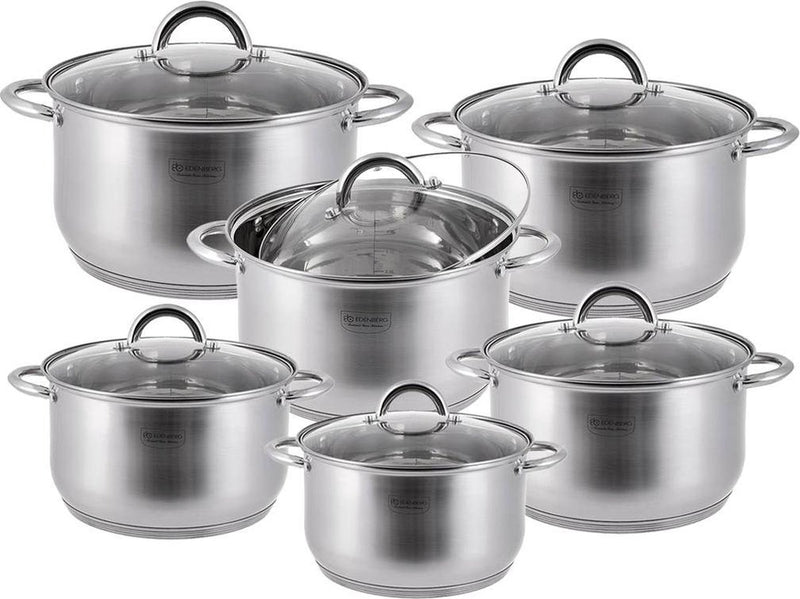 EDENBERG Stainless Steel Cookware Set - 12-piece - Equipped with 5-Layer Bottom! -EB-4000