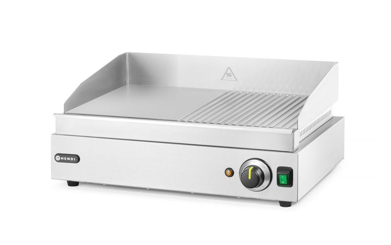 HENDI -  Bakplaat half geribbeld, Profi Line, 1/2 glad, 1/2 geribd, 230V/2400W, 550x435x(H)245mm