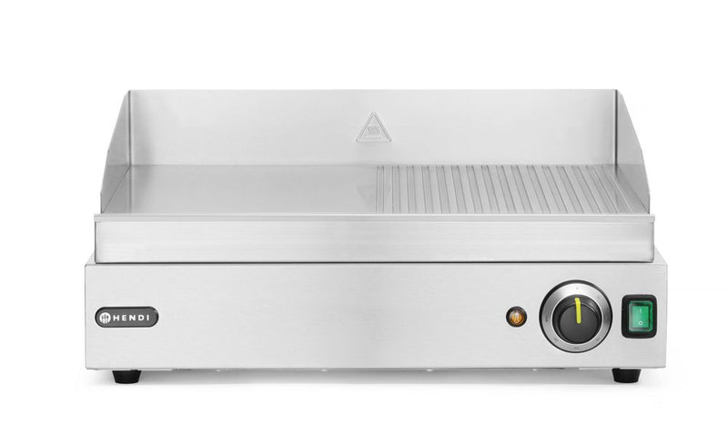 HENDI -  Bakplaat half geribbeld, Profi Line, 1/2 glad, 1/2 geribd, 230V/2400W, 550x435x(H)245mm