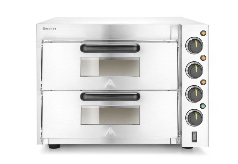 HENDI -  Pizza oven 2 kamers compact, Zilver, 230V/3000W, 580x560x(H)435mm