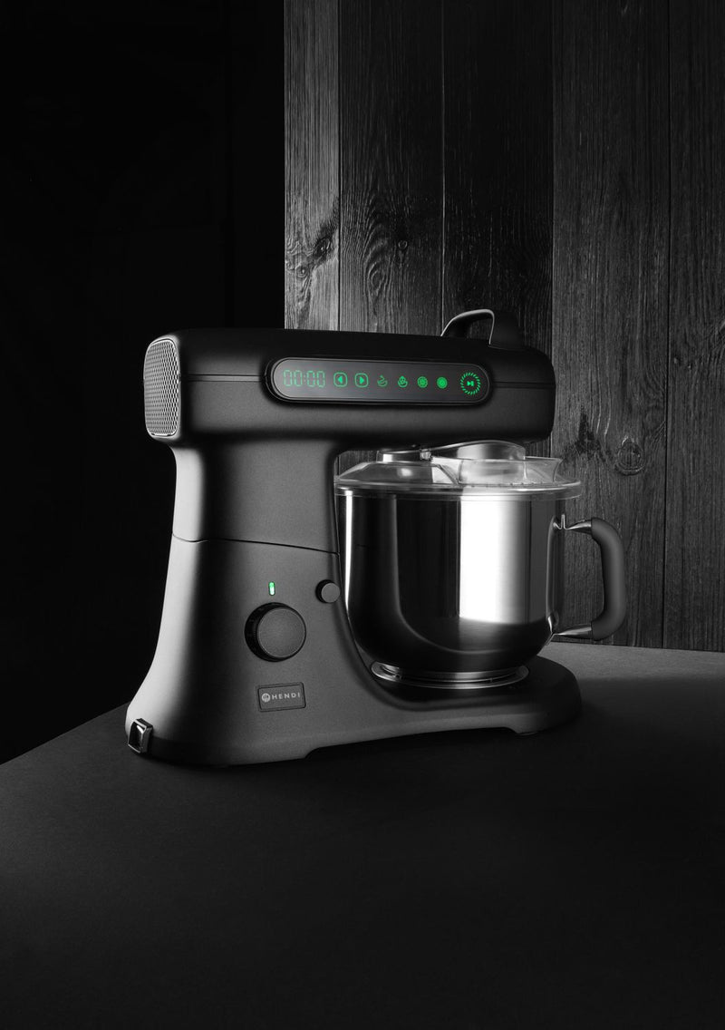 Hendi Planeermenger Blackbolt PRO Zwart 7L - Incl. RVS Garde, Spatel en Kneedhaak - Keukenmachine - 11 Snelheden - 800W