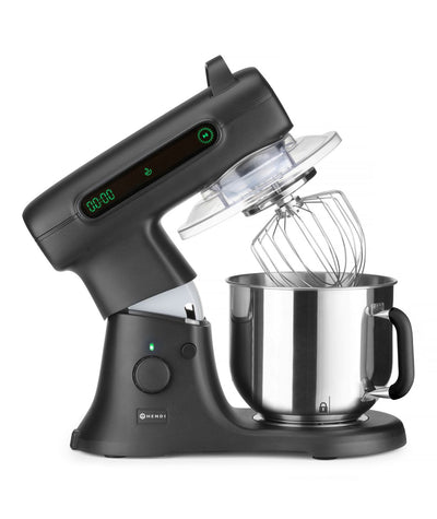 Hendi Planeermenger Blackbolt PRO Zwart 7L - Incl. RVS Garde, Spatel en Kneedhaak - Keukenmachine - 11 Snelheden - 800W