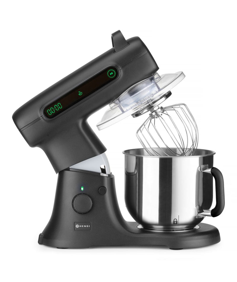Hendi Planeermenger Blackbolt PRO Zwart 7L - Incl. RVS Garde, Spatel en Kneedhaak - Keukenmachine - 11 Snelheden - 800W