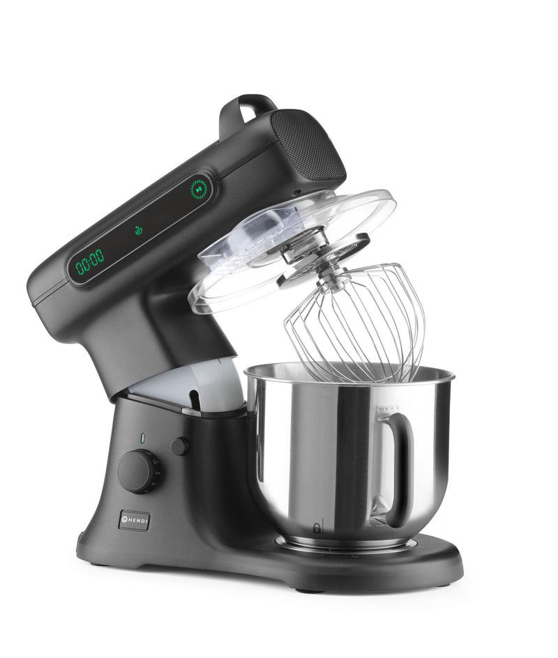 Hendi Planeermenger Blackbolt PRO Zwart 7L - Incl. RVS Garde, Spatel en Kneedhaak - Keukenmachine - 11 Snelheden - 800W