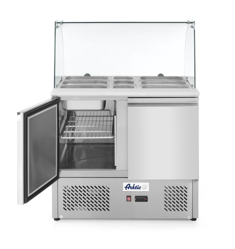 Arktic -  Saladette met 2 deuren en glazen vitrine 300L, 230V/310W, 912x702x(H)1330mm
