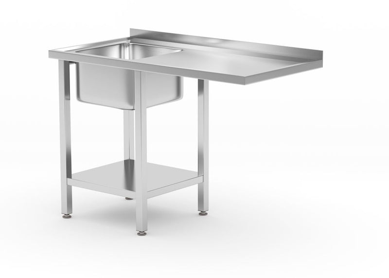 HENDI -  Spoeltafel met plank en ruimte voor onderbouwvaatwasser, links, 1200x700x(H)850mm