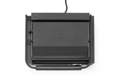 HENDI contactgrill - roestvast staal en geemailleerde gietijzeren platen - 34x23,4 cm - geribbeld - zilver - voor brood, vlees en groenten