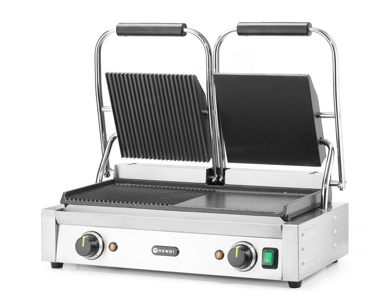 HENDI -  Contactgrill - dubbele versie, half glad, half geribd, 230V/3600W, 575x430x(H)510mm