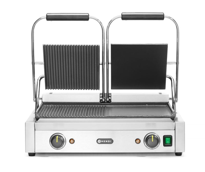 HENDI -  Contactgrill - dubbele versie, half glad, half geribd, 230V/3600W, 575x430x(H)510mm