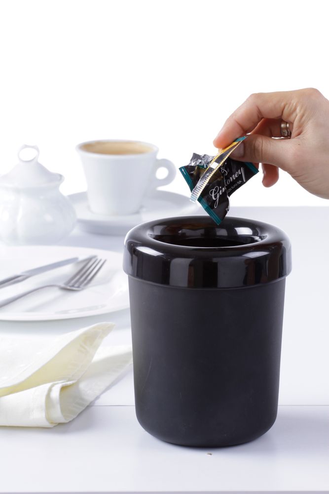 HENDI -  Tafelafvalbak of bestekhouder, Zwart, ⌀130x(H)160mm