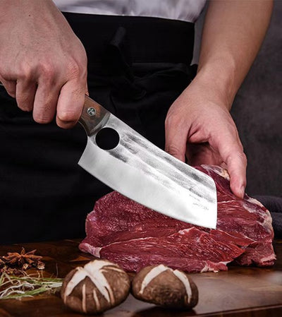 Asian Carving Knife - Butcher's Knife - Universal - Stainless Steel - Blade 14 cm - Includes Protective Cover - Razor sharp