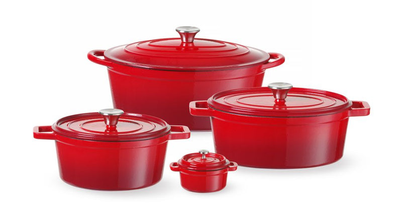 HENDI -  Braadpan geëmailleerd gietijzer, 0,27L, Rood, 130x100x(H)48mm