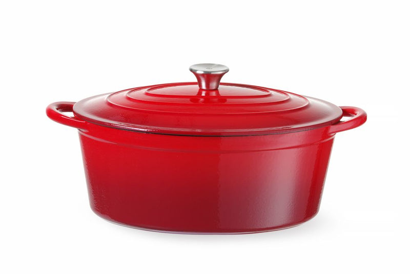 HENDI -  Braadpan geëmailleerd gietijzer, 6,88L, Rood, 405x255x(H)134mm