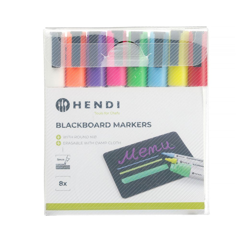 HENDI -  Krijtstiften 3 mm, 1 witte, 1 rode, 1 blauwe, 1 groene, 1 gele, 1 paarse, 1 oranje en 1 roze stift