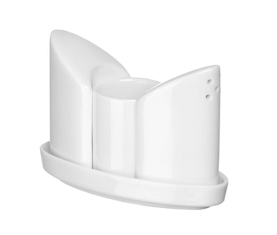 HENDI -  Menage porselein, Peper, zout en tandenstoker, 125x54x(H)90mm
