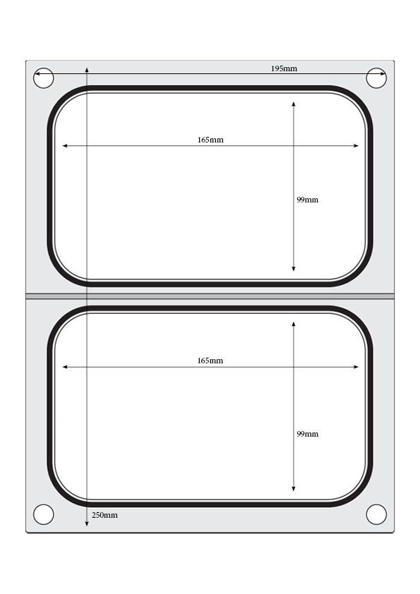 HENDI -  Traysealer matrix, Tweedelige colt container colt 227x178 mm