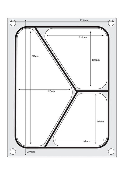 HENDI -  Traysealer matrix, Driedelige container 227x178 mm