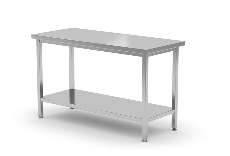 HENDI -  Centrale werktafel zware uitvoering met plank, 700 mm diep, Profi Line, 1600x700x(H)850mm
