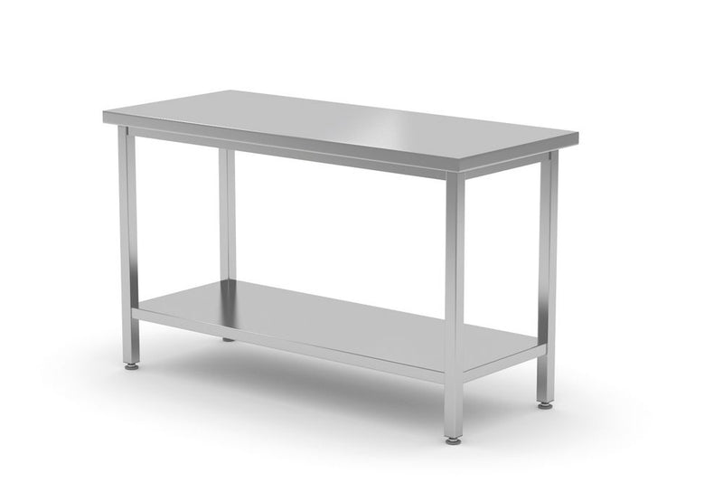 HENDI -  Centrale werktafel zware uitvoering met plank, 700 mm diep, Profi Line, 1400x700x(H)850mm