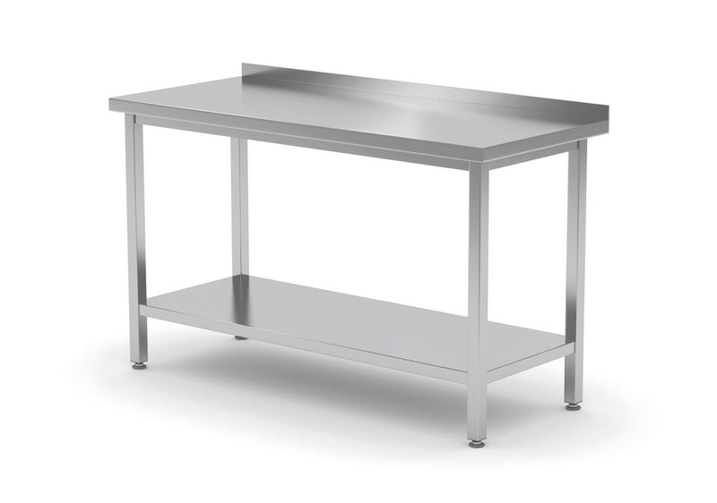 HENDI -  Muurwerktafel met opstaande rand en schap - 600 mm diep, Profi Line, 1000x600x(H)850mm