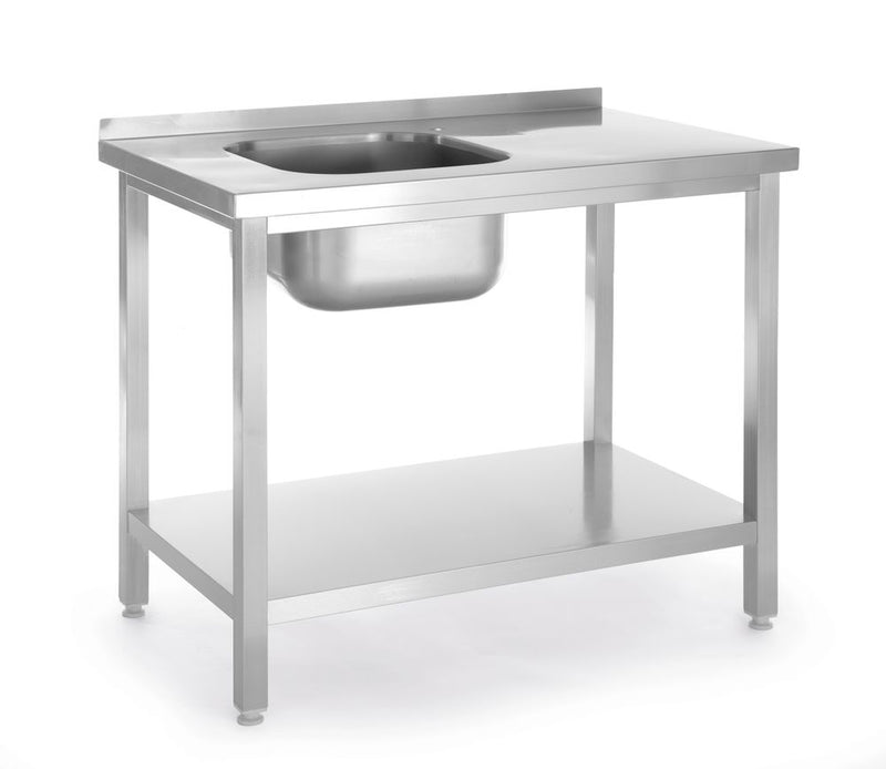 HENDI -  Spoeltafel met schap - geschroefd, Kitchen Line, Wasbak links, 800x600x(H)850mm