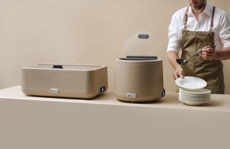 HENDI -  Chafing dish  UNIQ, designed by Robert Bronwasser, Beige, 220-240V/700W, 607x402x(H)245mm