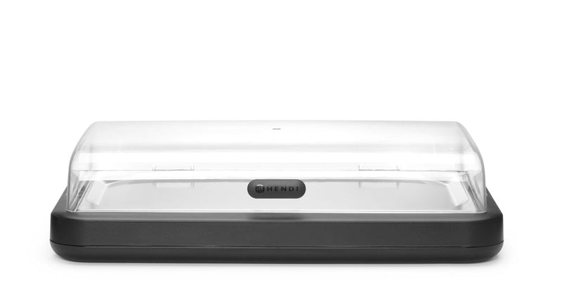 HENDI Koelopzetvitrine GN 1/1 - polypropyleen en rvs - 59,3x38,9x14,7 cm - zwart - voor buffet