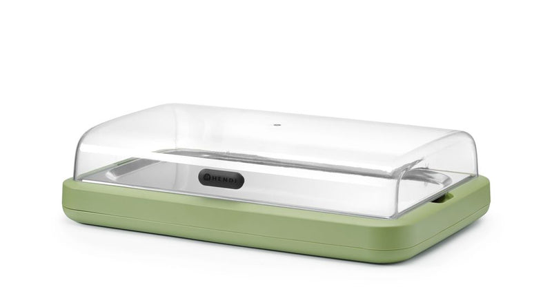 HENDI Koelvitrine GN 1/1 - polypropyleen, rvs, koelelement - 59,3x38,9x14,7 cm - groen - buffet