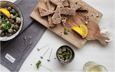 Anovi Schaal- en Schelpdierprikkers - Handgemaakt uit Zilvertin - Set van 6 in Luxe Geschenkdoos