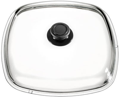 Couvercle en verre Eurolux avec bouton - Ø 20cm à Ø 28cm - Carré