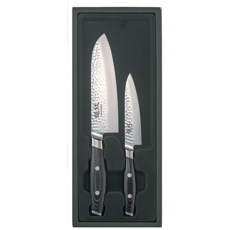 Japans Yaxell TSUCHIMON Giftset 2-delig Santoku 16,5 cm en Universeelmes 12 cm