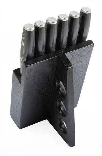 Japans Yaxell TSUCHIMON Steakmessen set 6-delig in zwart Messenblok