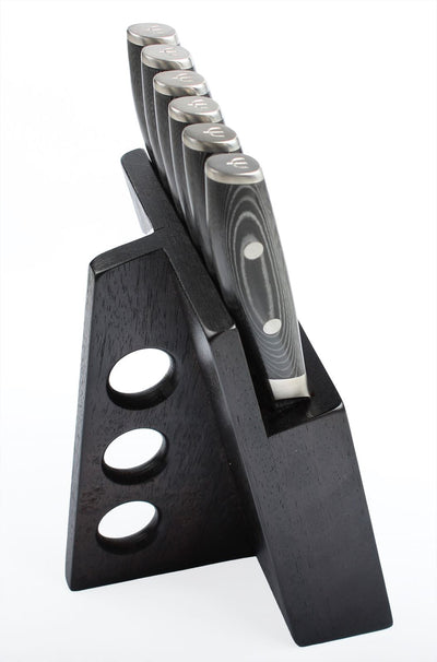 Japans Yaxell TSUCHIMON Steakmessen set 6-delig in zwart Messenblok