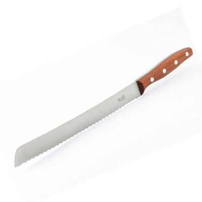 Robert Herder Couteau à pain Hochgeschliffen - Lame 22 cm - Acier inoxydable avec vagues - Bois de cerisier