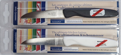 Couteau Robert Herder Mill - Couteau d'office - Couteau à pommes de terre - Acier inoxydable - Noir et Blanc - 2 pièces