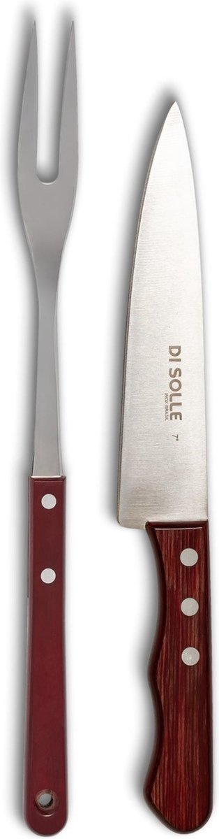 Di Solle Sollewood Carving Cutlery Set - Knife and Fork - Stainless Steel - Sustainable Wood Composite - Catering Quality - 2 Pieces 