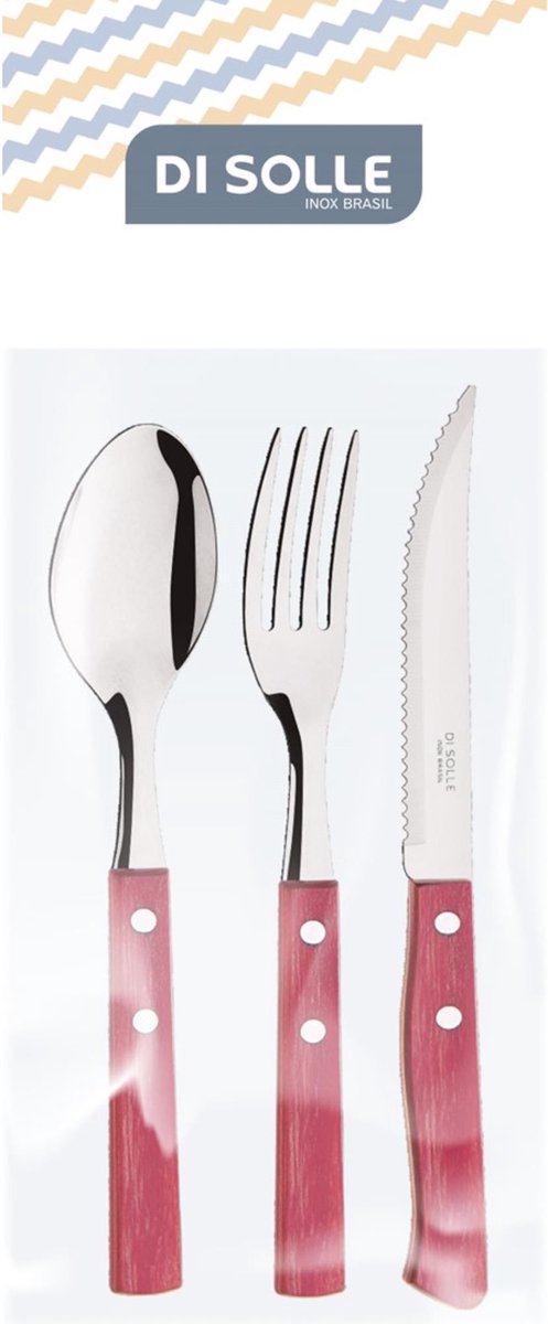 Di Solle Sollewood Cutlery 3 Pieces in Blister Stainless Steel Sustainable Wood Composite 