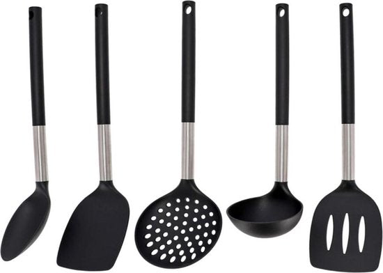 5-piece Kitchenware Set – Black – Kitchen Aid – Nonstick – Nylon – Kitchen Set – Cooking