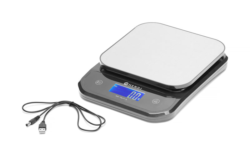 Hendi - Precision Kitchen Scale - up to 10 KG - Waterproof - Rechargeable via USB 