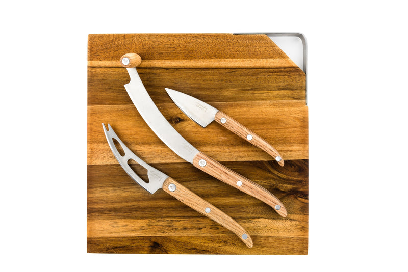 Couteaux à Fromage Style de Vie Bois de Chêne + Planche de Service Acacia