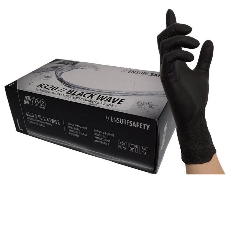 Nitras - Nitrile black gloves - powder-free - 100 pieces