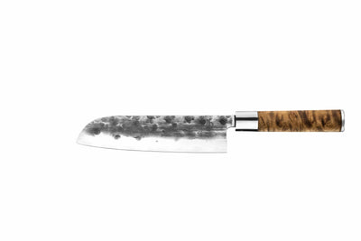 VG10 Forged - Couteau Santoku - avec housse en cuir -18 cm