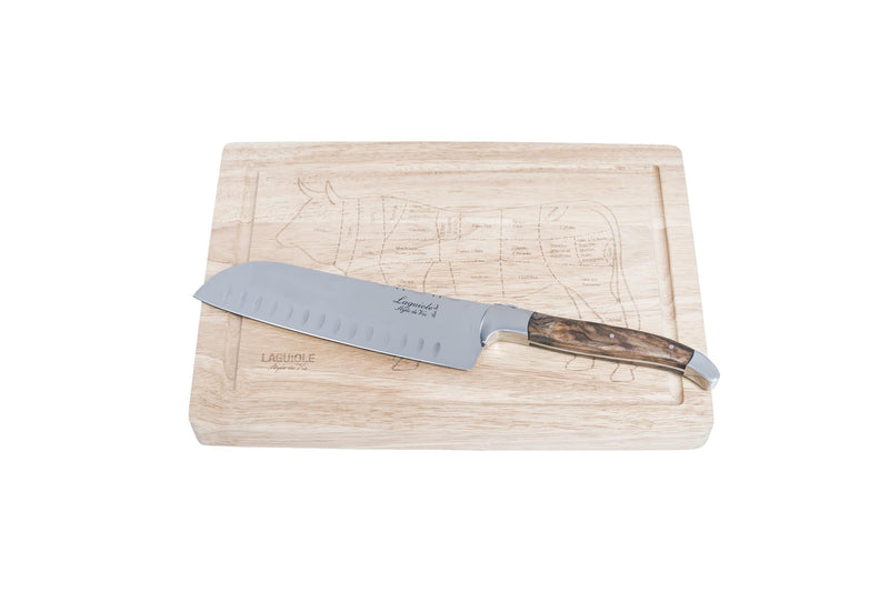 Style de Vie Luxury Line Santoku knife Olive wood with wooden cutting board
